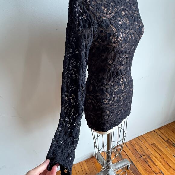 ANNE FONTAINE Castille Stretch Black Lace Top - Picture 7 of 11